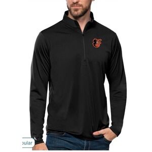 Nike DRI-FIT MLB Baltimore Orioles Men's M 1/4 Zip Black Warm-up Top O' Logo489